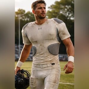 Under Armour Padded Compression Shirt Football Girdle Top Adult L White